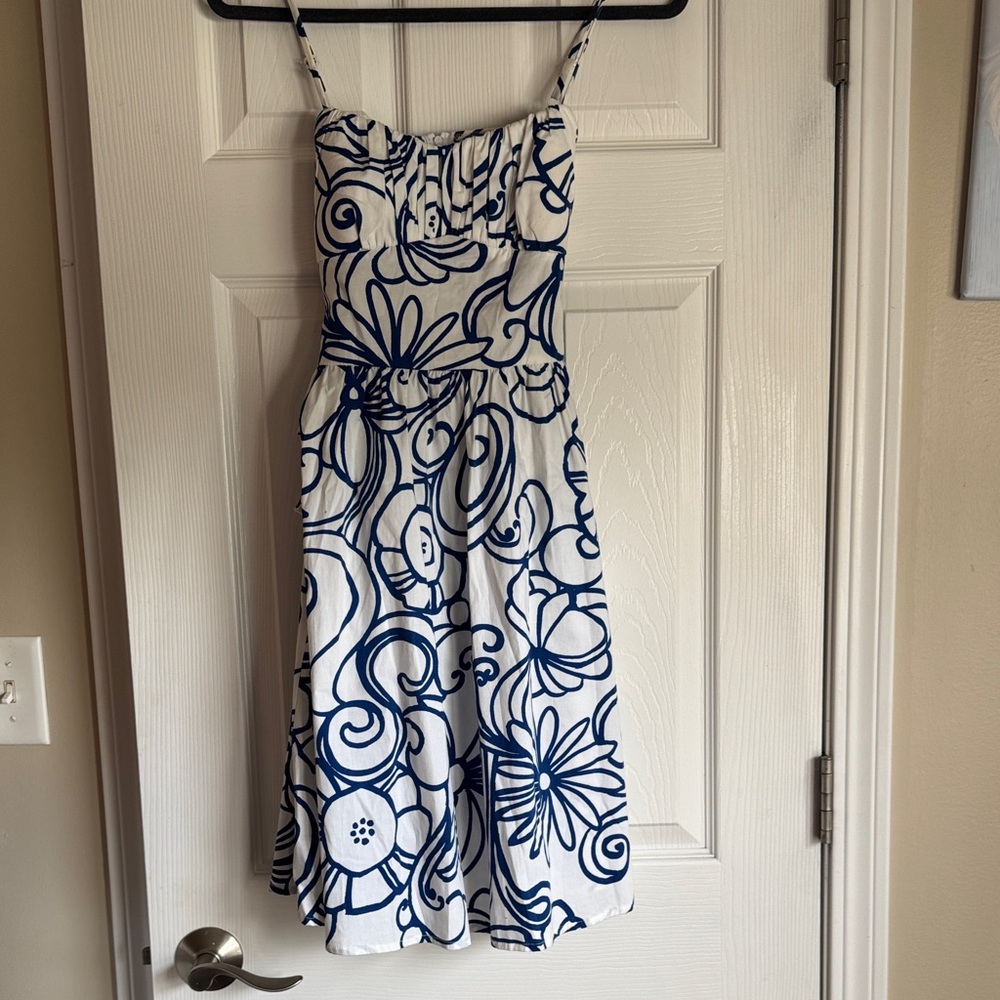 Ruby Rox Spaghetti Strap Dress in Blue and White Floral